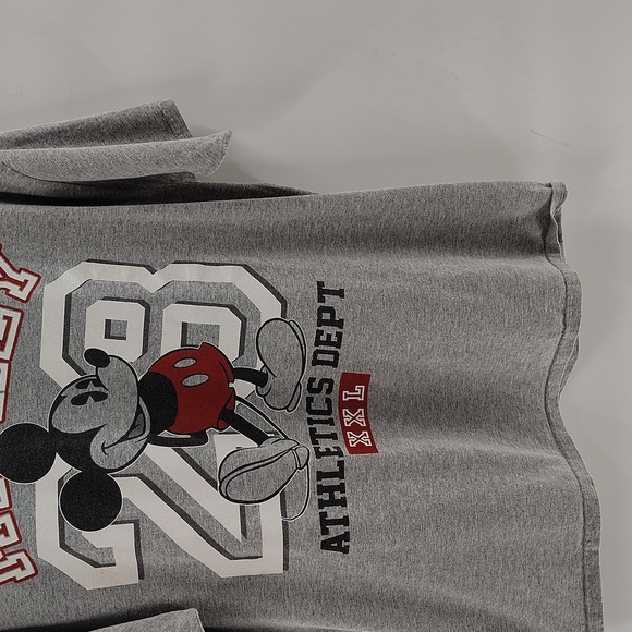 Disney Mickey Mouse Athletic Dept XL Gray Tee Pullover Crew Neck - Picture 3 of 5